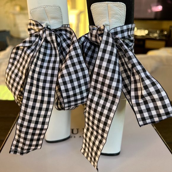 NEW Guess Pump Allison's Women White Leather Checkered Ribbon - Picture 3 of 14